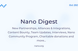 Nano Digest — CyberFirst, CryptoUK, CoinCloud DCM, NOWPayments PoS, Nano Community Program and…