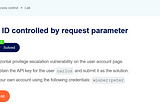 Access control vulnerabilities : APPRENTICE : User ID controlled by request parameter