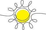 A line art drawing of the sun, representing inclusion and energy.