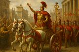 A Roman general in a chariot celebrating a Roman stat triumph.