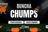 Post Week 11 Power Rankings and Summary: Buncha Chumps 4.0