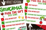 Grinch Pass the Gift Game, Christmas Left Right Game, Grinchmas Party Printable