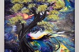 From Chaos to Serenity: Dutch Pour with Hand Painted Tree 🎨🌪️🌳