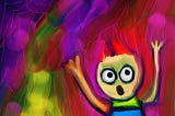 A colourful child’s drawing of a scared child.