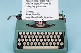 An old typewriter on a table with a sheet of paper in it.