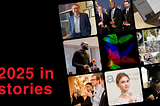 Collage featuring the text “2025 in stories” next to 9 header photos from MIT Open Learning articles.