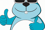 blue gopher with sunglasses giving two thumbs up