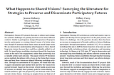 A screenshot of an acadmic paper titled: What happens to shared visions? Surveying the literature for strategies to preserve and disseminate participatory futures