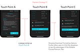 Strategy one (1) — showing three (3) touchpoint to payment on how to effectively onboard users into a product payment model.