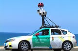 A Google Maps Street View Car on the Pacific Coast Highway
