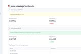 Screenshot of Noise & Leakage Test Results within Quick Test