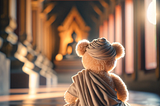 a bear dressed up as a monk practicing his flow state for mindfulness and productivity
