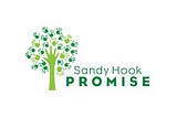 Logo for the nonprofit Sandy Hook Promise, featuring the name of the org and a tree with handprints for leaves.