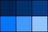 The colours used for my blue template 