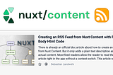 Create an RSS Feed from Nuxt Content with Full Body HTML