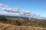 Panoramic image of Stanford Dish Hike on a cloudy day