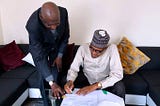 Abba Kyari takes bill to Buhari in London for signing. Credit: Presidency