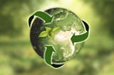 A green globe with the recycling symbol (arrows) surrounding it