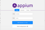 點 Start Server 去啟動 appium server