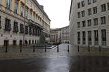 An empty alleyway between two bulidings in Vienna, Austria.