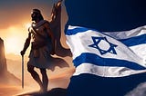 Image of King David and the flag of Israel.