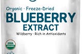 USDA Organic Blueberry Supplement (Wild Blueberry Powder 6 Ounce), Freeze Dried and 50:1 Concentration, Natural Flavor for Baking, No GMOs and Vegan Friendly.