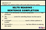 IELTS reading sentence completion