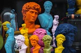 Various replicas of David’s head, Venus di Milo all sizes in wild colors