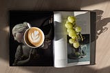 coffee flat lay photography magazine