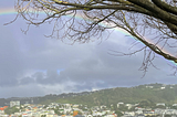 Rainbow over hills