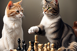 cats looking realistic playing chess