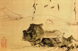 16th century ink drawing, “Zhuangzi Dreaming of a Butterfly.” Depicts a Chinese monk sleeping under fluttering butterflies.