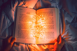 Image of book with lights in it