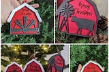 Barn Personalized Christmas Ornament for glowforge laser ready SvG | Holiday Laser File |Laser digital download SvG | glowforge file