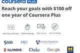 Get $100 off Coursera Plus Until April 1st. Get access of 7000+ Courses and Certificates for 12 months at $299 (regularly $399).