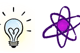 a lightbulb and an atom, draw in childlike style
