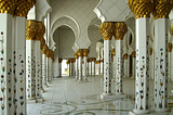 Pillars of Sheikh Zayed Grand Mosque in Abu Dhabi, United Arab Emirates