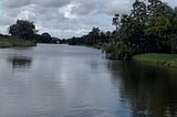 Scenic lake with ripples, captured by me.