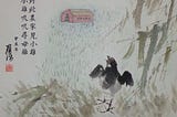 CHINESE PAINTING IS A TRINITY ART- “A SMALL CHICK LOOKING FOR MOTHER HEN (寻找母鸡妈妈的小鸡)”