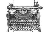 A drawing of an antique typewriter looking all old and shit