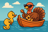 A Turkey In a Boat With A Ukelele