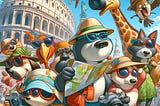 Cartoon image of animals as tourists