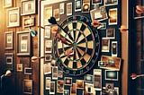 Illustrative image of Darts hitting a target filled with photos of digital products.