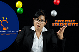 Dressed sharply in a sleek black suit and sporting stylish glasses 👓, a proficient female real estate agent adeptly manages a vibrant array of tasks, effortlessly juggling 🤹‍♀️ colorful balls 🎨 that symbolize her daily responsibilities.