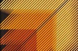 Graphic illustration with tiered layers of red, orange and yellow lines in the form of an arrow pointing up and to the right