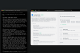 Diagram of my AI-assisted design workflow showing how project context informs conversations with AI and its outputs. Left side of the image shows my conversation with Claude Code, right side shows a browser window with data-informed prototypes that Claude Code built