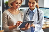 A patient checking her medical information