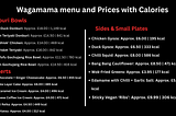 Wagamama Menu