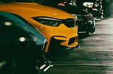 Cars parket in a line
