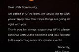 🎇Dear UFIN Community,🎇